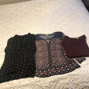 3 Lucky Brand Tops. XL/1X. Blouse, sweater, and stretch knit top with keyhole.